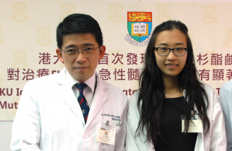 FLT3-ITD 急性髓性白血病患者黃小姐和她的主診醫生梁如鴻教授。